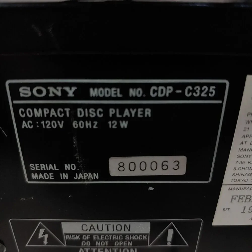 VINTAGE - Sony CDP-C325 5 Disc CD Changer - Carousel CD Player - TESTED WORKING